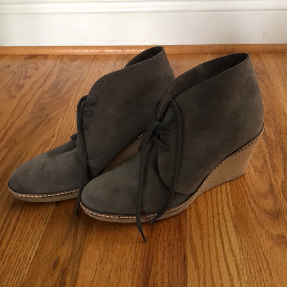 JCrew Suede Leather Wedge Booties